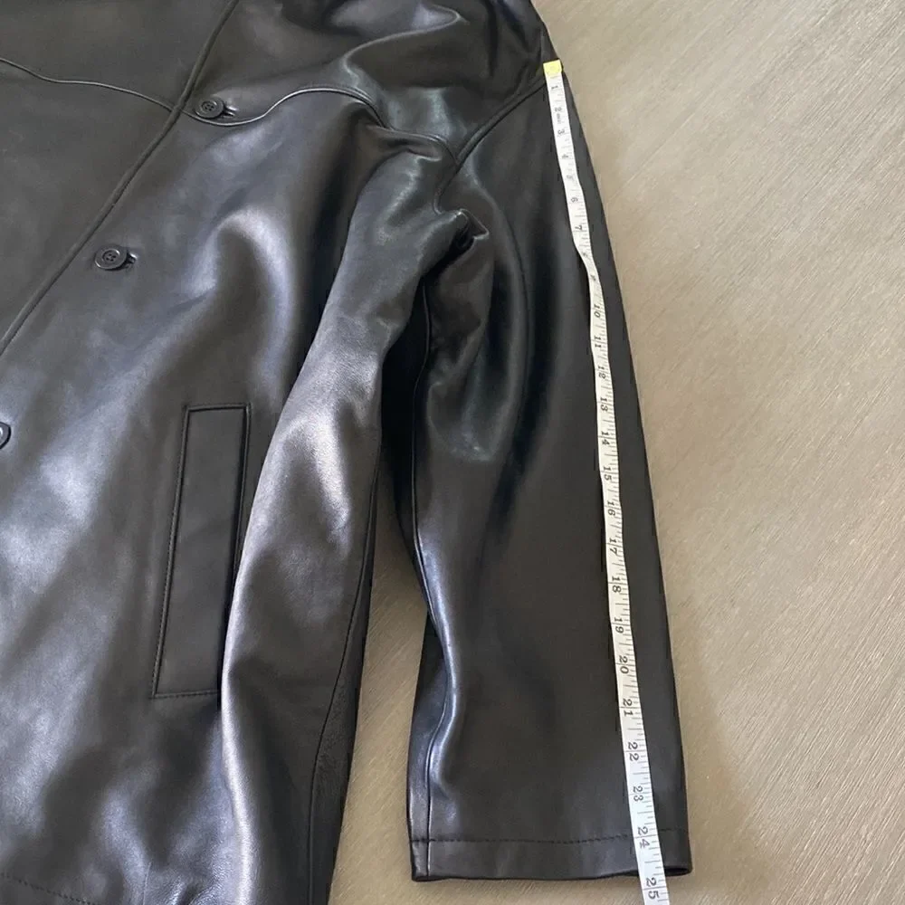 Daniel Cremieux Men’s Black Genuine Lamb Skin Leather Jacket Wool Lining Size L